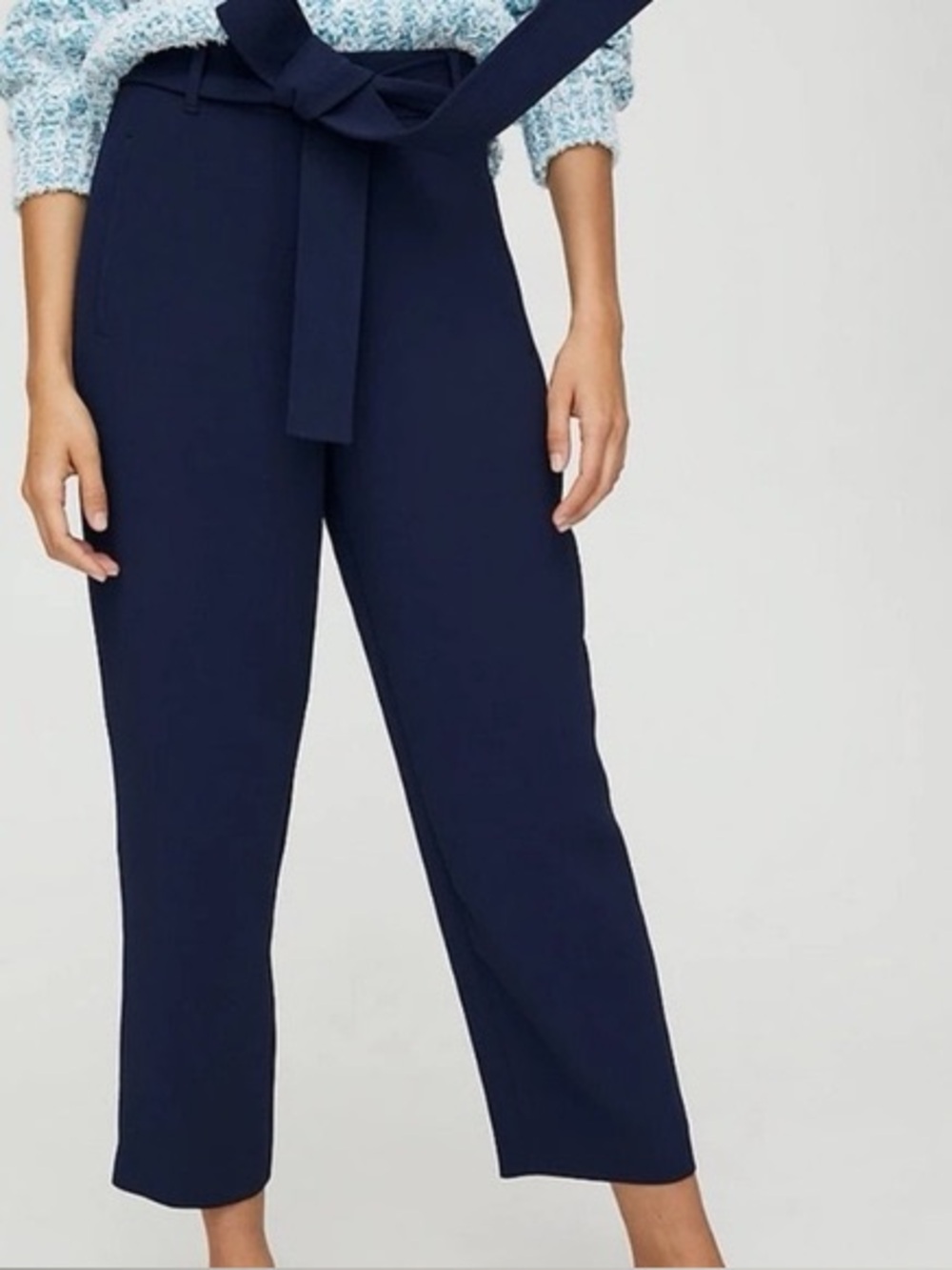 Wilfred Navy Tie Front High-Rise Pants